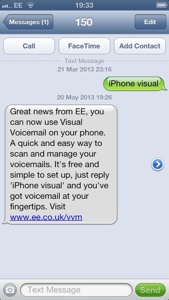 beckybeckyfish's tweet image. Thanks for the prompt reply there @EE not that it&apos;s been an option on iPhone for ages #visualvoicemail #facepalm