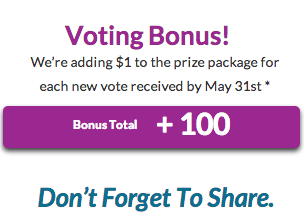 CommuniCause's tweet photo. Our voting bonus has reached $100 to be added to the prize value! Keep those votes coming at http://t.co/PGtSUP2KgF http://t.co/4qiExZKC5b