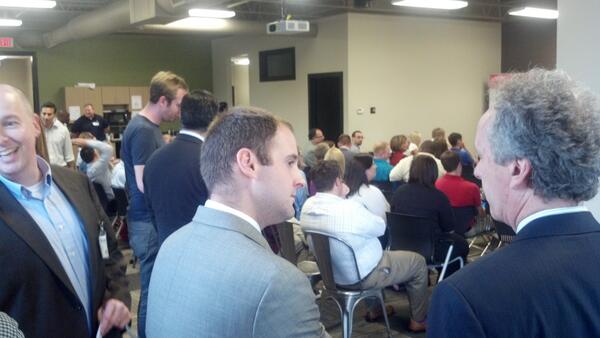iHubLou's tweet photo. Things are getting started w/ @louisvillemayor &amp; @tedsmithphd to talk tech talent in Louisville @iHubLou http://t.co/rNUZFFvwZW