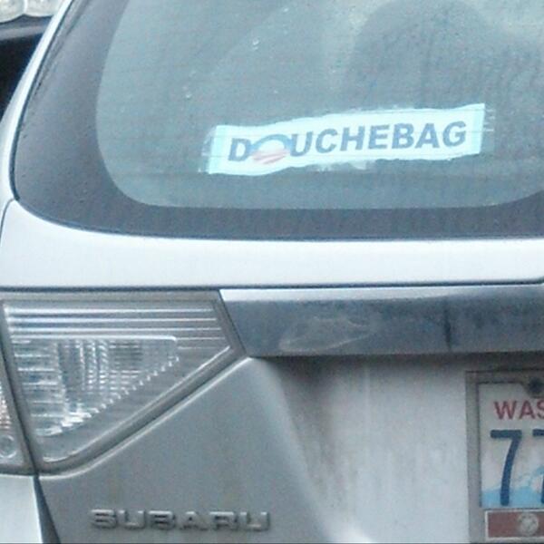 johnstubb's tweet photo. #WhenISeeAObamaBumperSticker Photo of the year! On a Subaru in liberal Seattle no less. http://t.co/eCY9gmhajI