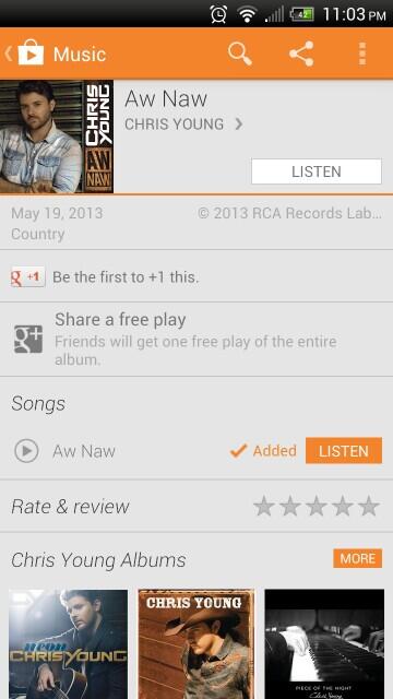 netwavetech's tweet photo. #AwNaw Its on Google Play get it now @ChrisYoungMusic http://t.co/f78WEseZOQ
