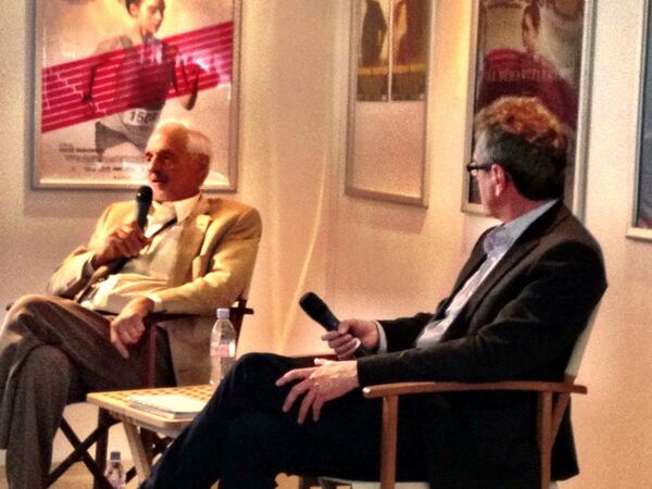 Telefilm_Canada's tweet photo. The incredibly talented Ted Kotcheff In Conversation With at Cdn Pavilion.  Piers Handling moderating #canadacannes http://t.co/0oKuvBY7Or