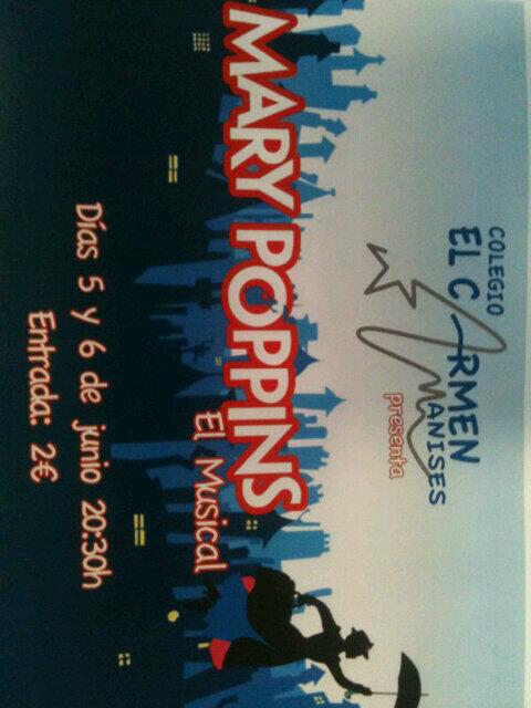 LydiaCoronado's tweet photo. PROXIMOS DIAS 5 Y 6 DE JUNIO SE REPRESENTARA EL MUSICAL DE MARY POPPINS EN EL COLEGIO EL CARMEN. ENTRADAS A 2€ http://t.co/ICgbmkpp7X