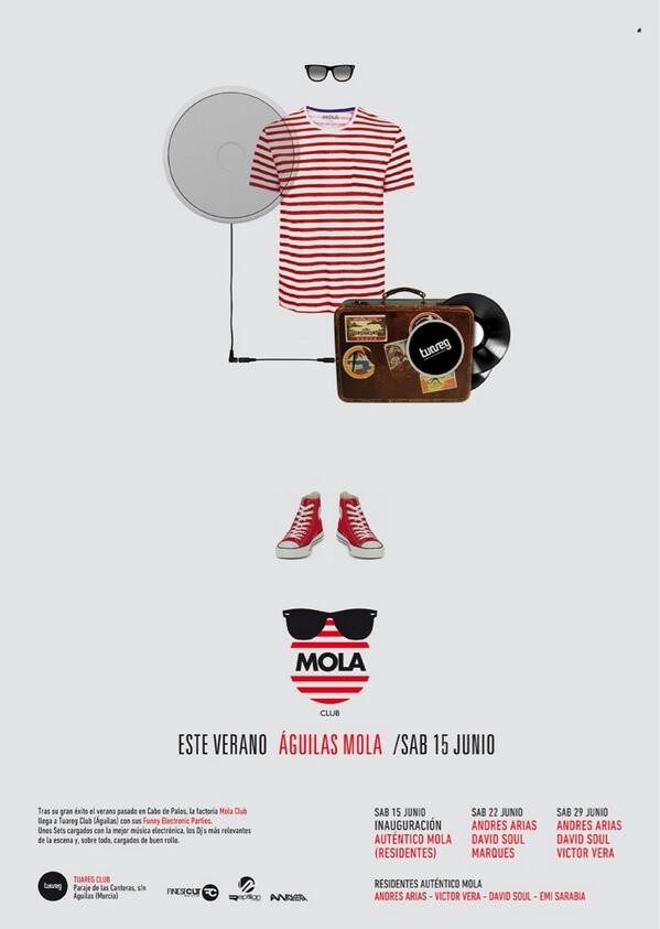 <a href="/MOLACLUB/">MOLA CLUB</a> Hemos Vuelto! Este año en @TuaregClub con: <a href="/FabioAN4/">Fabio_AN</a> <a href="/VictorVeraSpain/">Victor Vera</a> <a href="/davidsouldj/">David Soul</a> <a href="/emi_sarabia/">Emi Sarabia</a> 
#MolaClub