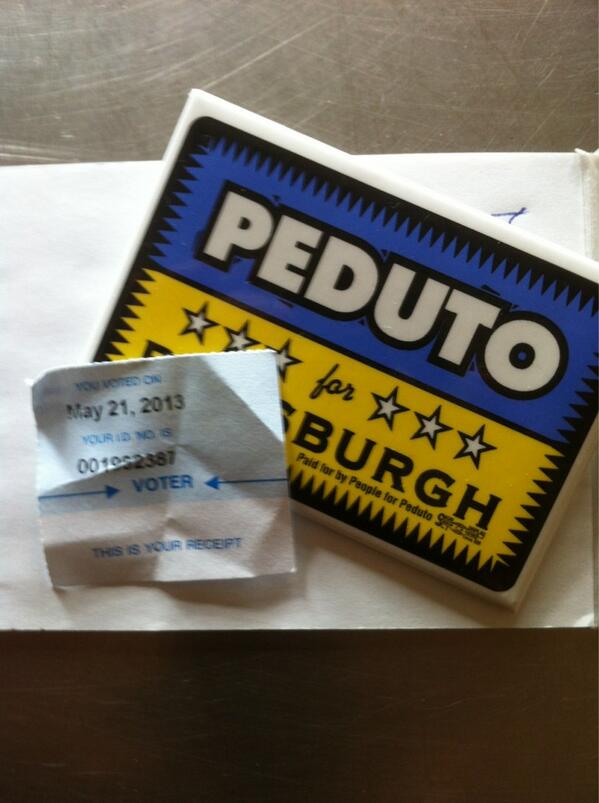 dutchmacdonald's tweet image. Today's a new day for Pittsburgh. Time to vote for @billpeduto #Peduto #Pittsburgh #pghmayor