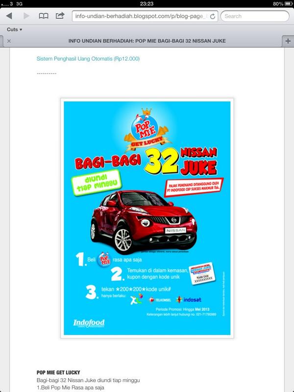 Yang mau Nissan juke...silahkan mkn pop mie dan ikut undian