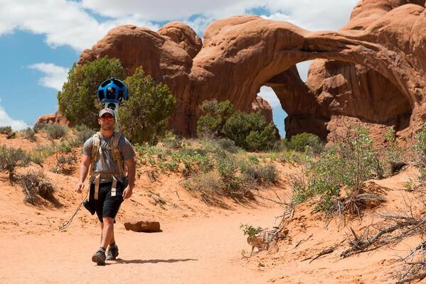 Interior's tweet image. The Google Street View team was @ArchesNPS last week. Check out a photo from their visit here.
