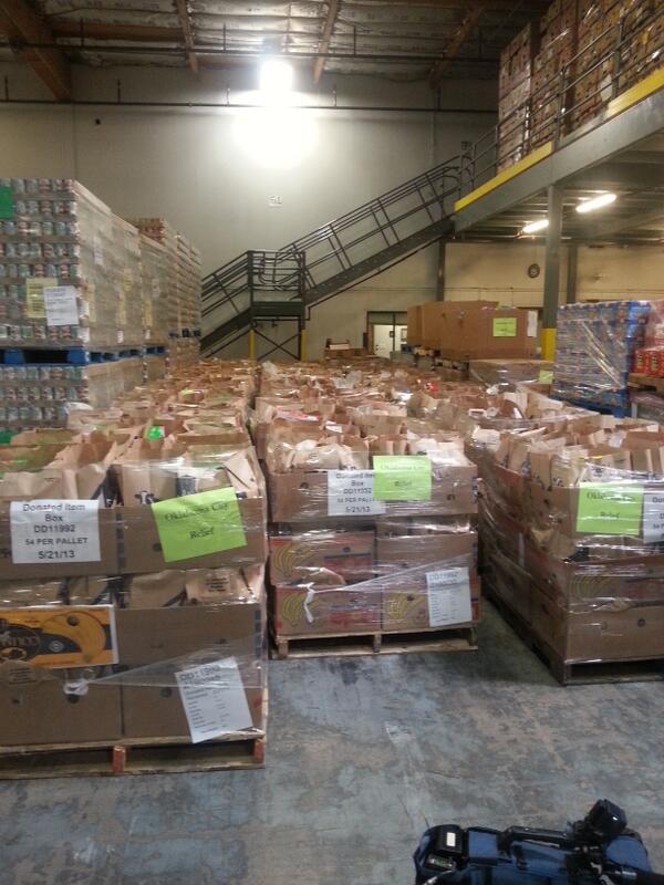 LindaW2024's tweet image. St. Mary's Food Bank in Phoenix preparing to send 4 truck loads of food and water to the devastation in Oklahoma