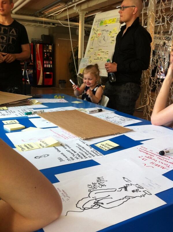 MikkoVaatainen's tweet photo. Doing, not talking!! #youngest jammer in #tampere doing while aduls are talking ;) #figjam13 #ggovjam #prototype http://t.co/IZSCk8JYvY