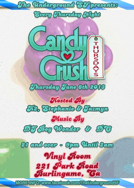 karizmakysh's tweet photo. #ListenUp #CandyCrush Thursdays @ @VinylRoom in Burlingame! 21+ w/ @K2KMEL @sstephaniedixon + More! #UndergroundSF http://t.co/zkQANM95xy