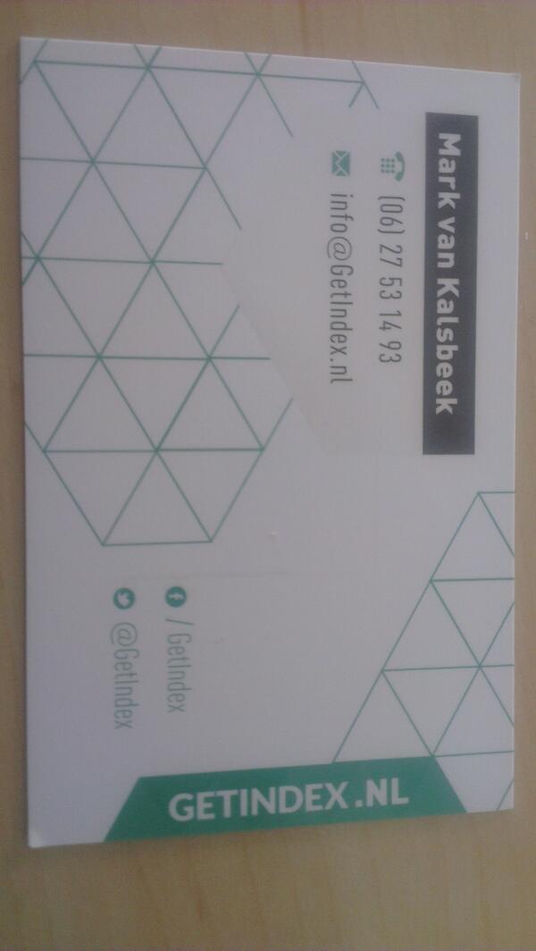 Getindex's tweet image. De visitekaartjes zijn vandaag aangekomen.