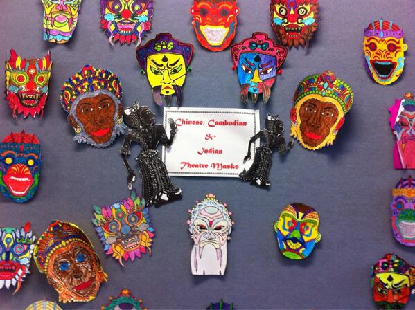emilyrchambers's tweet photo. Masks the students made- passport to Asia(placement classroom) http://t.co/YXXe8gcs81