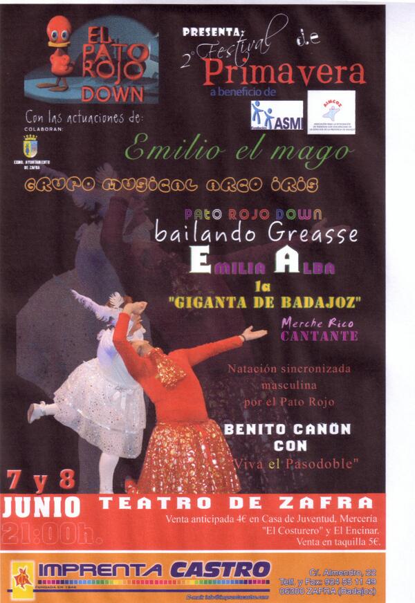 El 7 y 8 de junio se celebra el Festival de Teatro del Pato Rojo Down a beneficio de Fundación ASMI y de AIMCOZ.