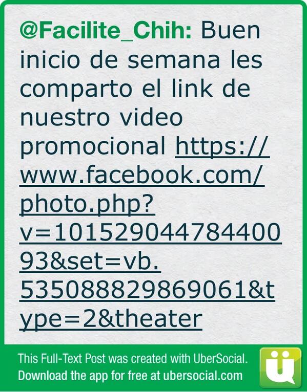 Facilite_Chih's tweet photo. Buen inicio de semana les comparto el link de nuestro video promocional (cont) http://t.co/P1w4HfK24i