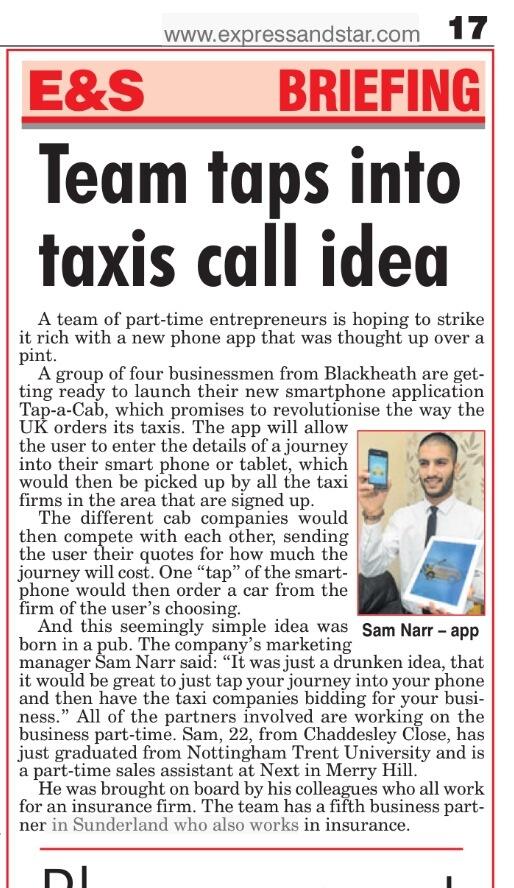 tapacab's tweet photo. Our first press release from @ExpressandStar a month or so ago. (Excuse my sheepish grin). http://t.co/Ewias7LRo5