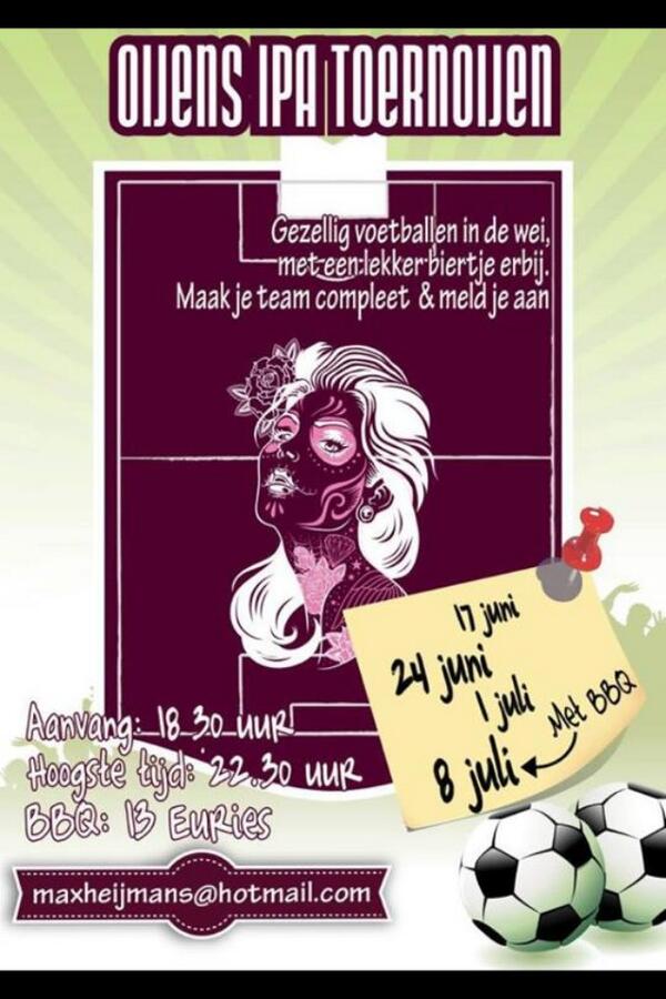 Promotie voetbaltoernooi op #Oijens IPA! Voetbal en bier top #combi #bier schrijf je zelf nu in!