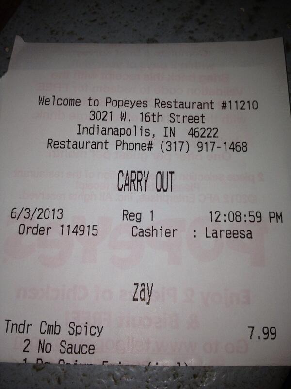 ZBFitter's tweet image. Thi is how we spell Zach at popeyes. Amazing #thankyoulareesayouarespecial