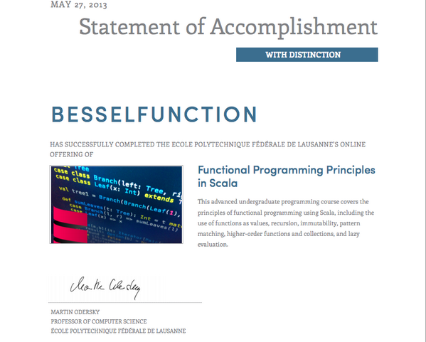 4e6's tweet image. #scala #progfun with distinction, well done! RT @BesseIFunction: Блин сертификат дали Функции Бесселя))))))))