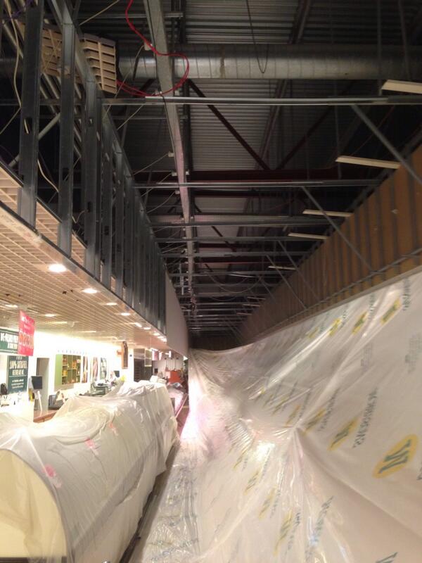MCSInteriors's tweet photo. Progress on the new bulkheads at Morrison's in Leicester. http://t.co/KrncJrsCrr