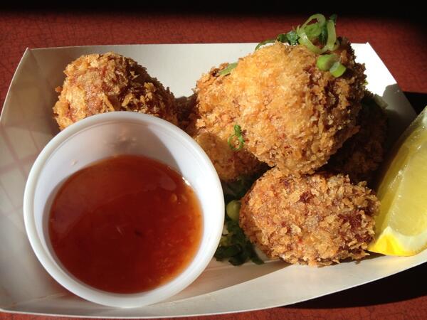 Tomorrow?? Fried bacon balls during the happy hour!! 3-8!! I try! I want to do $3!