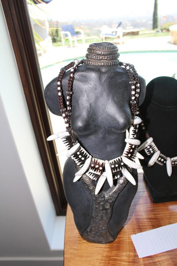 gremi's tweet photo. Leather, shell and bone necklaces by 
Mi &amp; V
sculpture by Gremi Joffe http://t.co/KJKJQpe0Ao