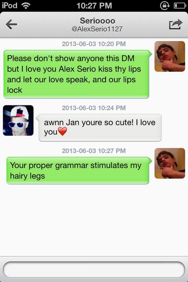 ILikeJanDaily_'s tweet photo. Jan showing my followers secret inside conversations on DM with @AlexSerio1127. Shhhh #ILJD http://t.co/Yvrf0J45Jn