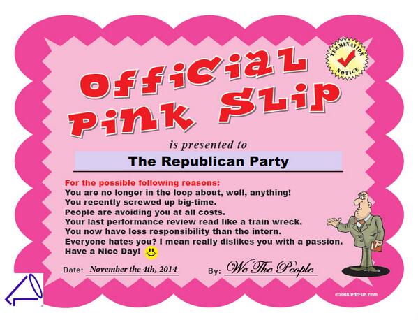 LeftOutLoud's tweet photo. #GoodbyeGOP has been trending now for over 29 hours. 
Hey Republicans! 
Consider this your official notice ➽ http://t.co/Aspch4Y6HF