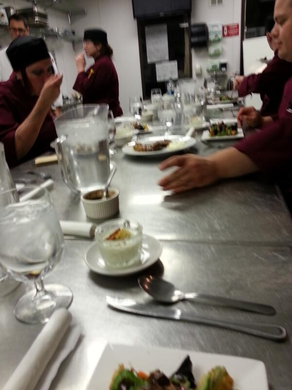 Chef_Calhoun's tweet image. Here we are enjoying what we made and getting ready to give and listen to critiques