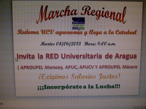 govalita's tweet photo. Hoy Marcha Regional en Aragua, invita la Red Universitaria http://t.co/iuCW842aaY