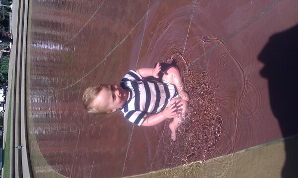 MaxTheExplorer's tweet photo. I went for a splish splash in @v_and_a pond with two ducks. Luckily clever Mummy had brought a change of clothes. http://t.co/kinDNqL4d4