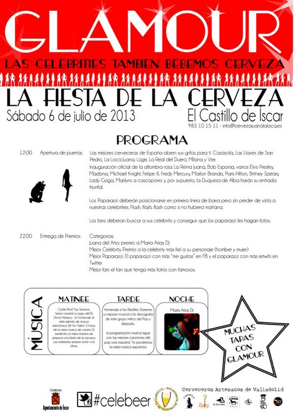<a href="/LaLocaJuanaBeer/">CervezaLaLocaJuana</a>: #celebeer avance del programa <a href="/MariaAriasMusic/">María Arias</a> <a href="/vallacerveza/">CervecerosValladolid</a> <a href="/Iscar_/">Íscar</a> #cervezaartesanal