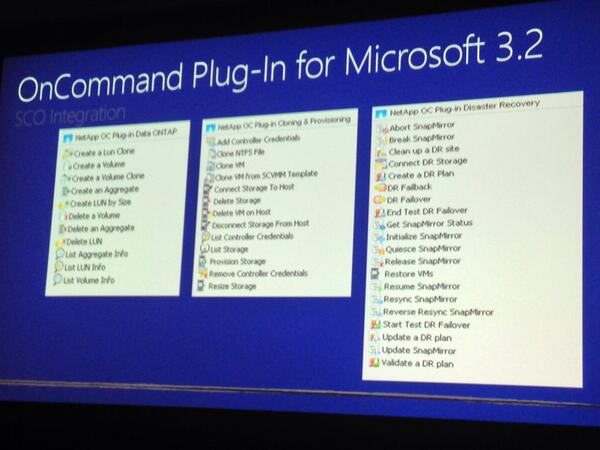 vStewed's tweet image. Have you seen the @NetApp integration in Windows 2012 SCO? #NetAppTechEd #MSTechEd