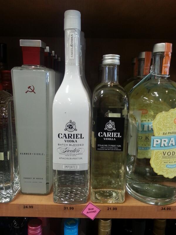 Skagway's tweet photo. New Arrival at Bottles Fine Wine and Spirits @CarielVodka @OriginBeverage http://t.co/aFoljRF3ye