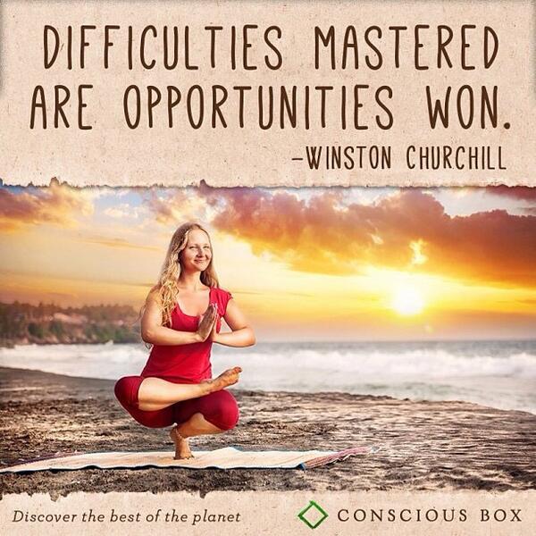 trafficwax's tweet image. Difficulties mastered are opportunities won. -Winston Churchill #consciousbox #beconscious #yoga #quote #opportun...