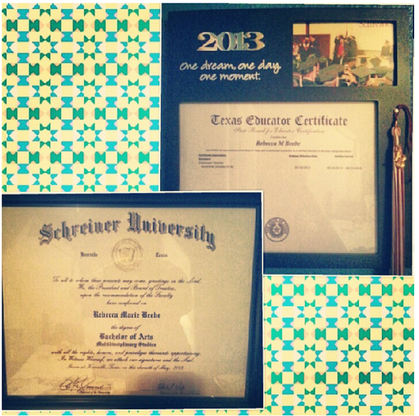 Finally framed and hung up my diploma and teaching certificate! #ProudMoment #BachelorOfArts #TeachingCertificate
