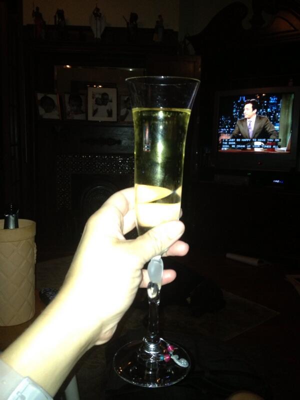 Having a glass of champagne with the hubby...but he's snoring now...LOL!