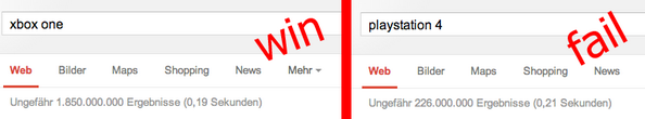 tomfield's tweet photo. Playstation 4 fails at google search #ps4 #xboxone #xbox1 #playstation4 http://t.co/G6ukFAsDOF
