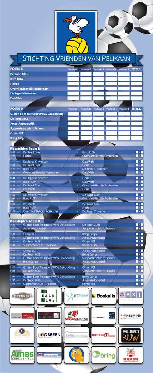 Voor de volledigheid. Poule B &amp; Poule D... #bedrijventoernooi <a href="/ZvvPelikaan/">Z.v.v. Pelikaan</a>