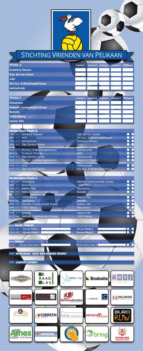 Vanavond: Joop den Haring Trofee: Poule A, Poule C &amp; Finalerondes... #bedrijventoernooi <a href="/ZvvPelikaan/">Z.v.v. Pelikaan</a>