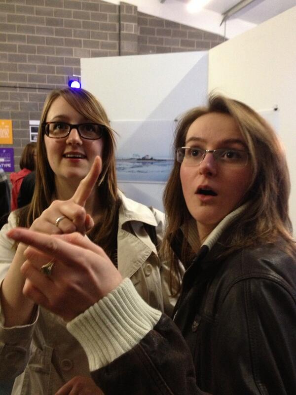 Elementshow2013's tweet photo. @roseynick and @vic_langridge checking out some work at #elementshow2013 http://t.co/Jh52gLc98P