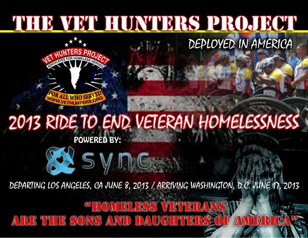 vethunters's tweet photo. Vet Hunters'Platoon #leaders ride to #endhomelessness leaving #LosAngeles 06/08/2013 #Advocate #forallwhoserved http://t.co/cXNL5Z7IQt