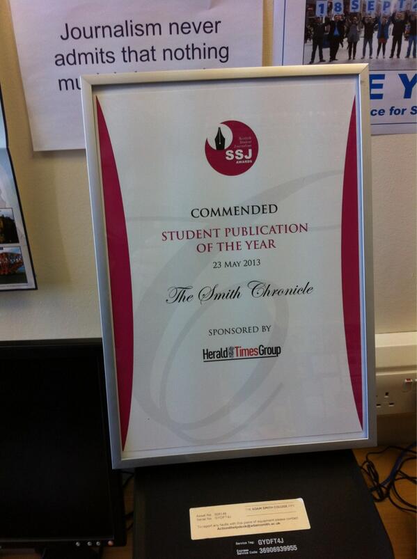 smithchronicle's tweet image. To be nominated was a great privilege, and to come 2nd was brilliant. Great night at the Student Journalism Awards!