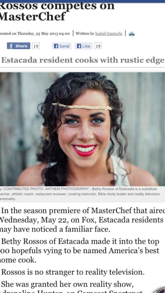 ChefBethy's tweet image. Article in the paper
#portlandtribune #masterchef4 #MC4Family #MasterChefContestant