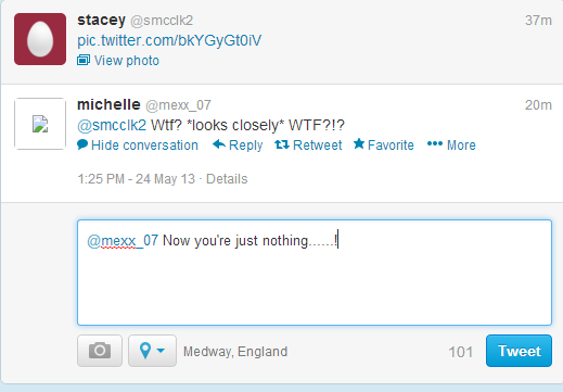 smcclk's tweet photo. @mexx_07 Now you're just nothing......! http://t.co/5MIE1TMPot