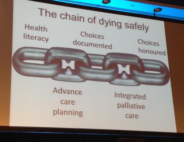 DeathCafeDC's tweet photo. “@Elissa_Campbell: RT @jilltomlinson: Dr Peter Saul proposes a chain of dying safely 

#amanatcon #EndOfLife http://t.co/OyyD3kl5wk #hpm”