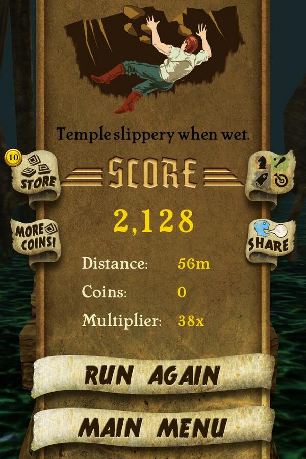 jlwitkowski's tweet image. I got 2,128 points while escaping from demon monkeys. Beat that! bit.ly/TempleRunGame #TempleRun