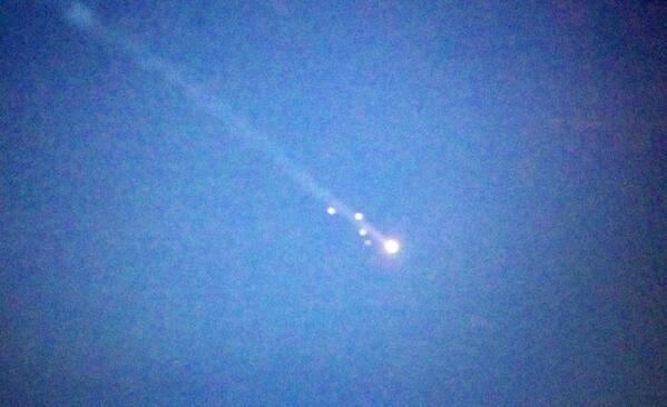 ATK's tweet image. Photo of #GEM60 booster separation! You can spot all four of them. Go #DeltaIV! #WGS5 @ulalaunch