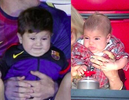 iauraB's tweet photo. Al parecer hay una competencia entre los jugadores del Barcelona para ver quien tiene al hijo mas pinche feo http://t.co/frn1moAmQj