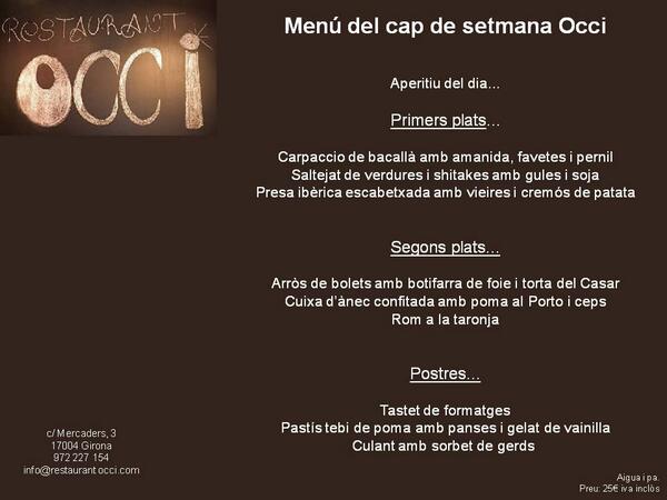restaurantocci's tweet photo. El menú per aquet dissabte i diumenge el migdia. http://t.co/N5NRUbVO6r