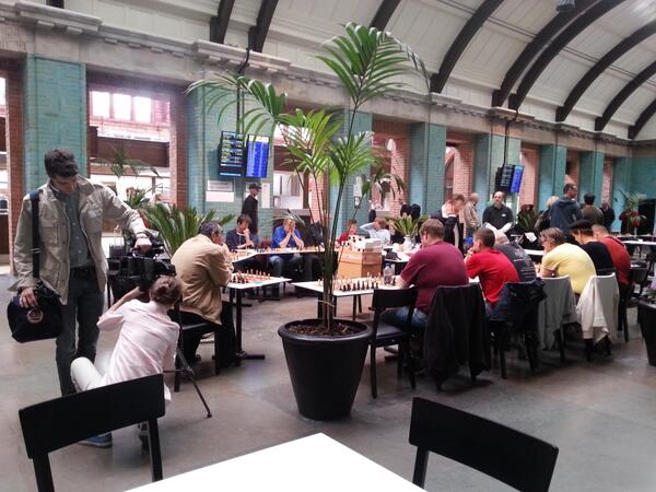 ChessTV's tweet photo. In Malmö @SigemanChess. Simul at the central station with GMs Ulf Andersson and Stellan Brynell. http://t.co/DwmBfJNb0x
